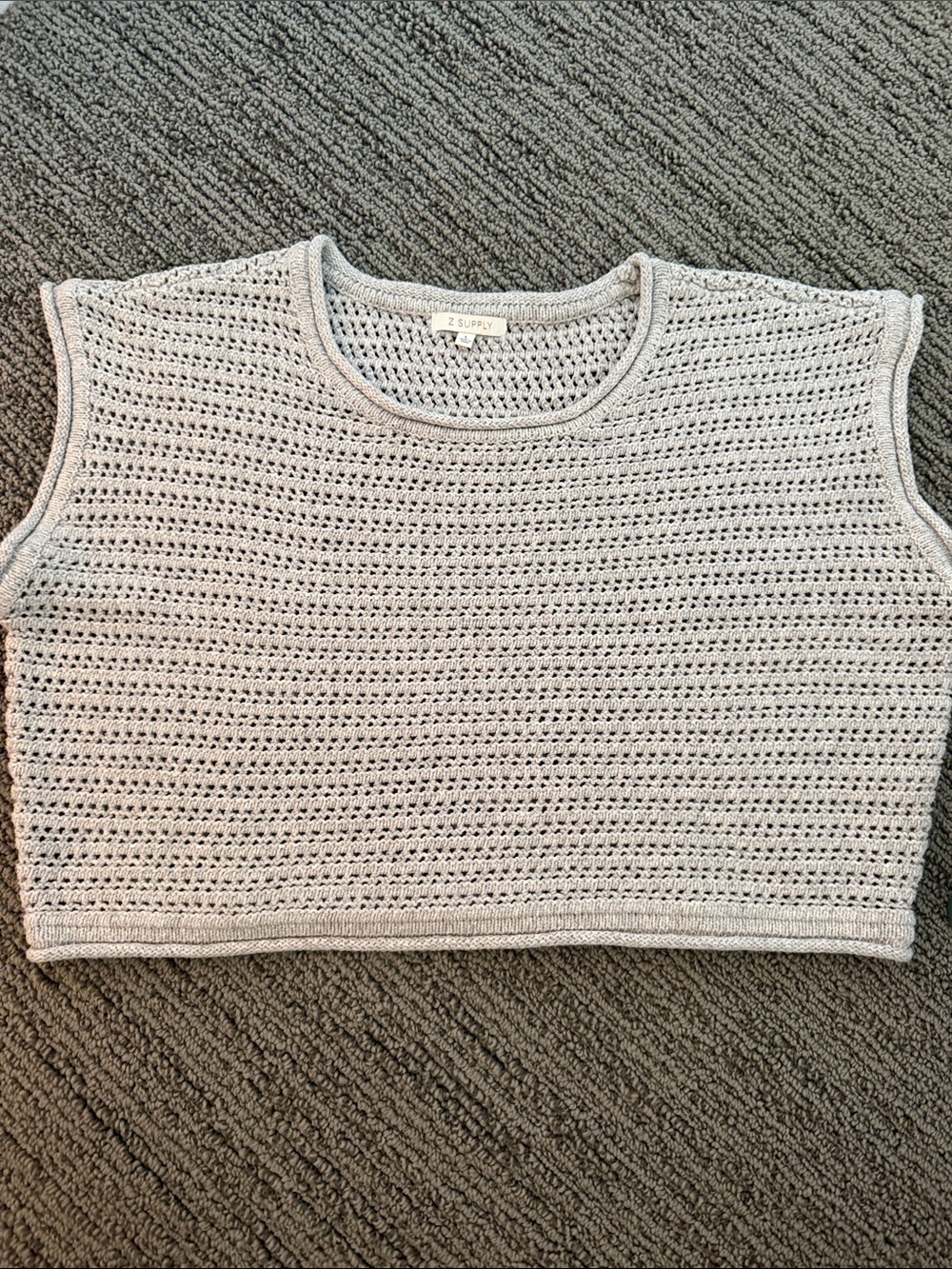 Z Supply Light Gray Cropped Open Knit Tank